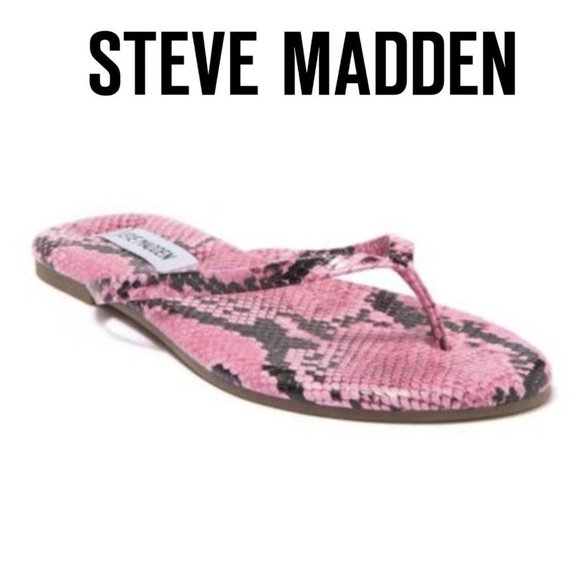 Steve Madden Tay Flip Flop Sandal, Pink Snake, Size Women 7, 8 and 10 NEW - Picture 1 of 4
